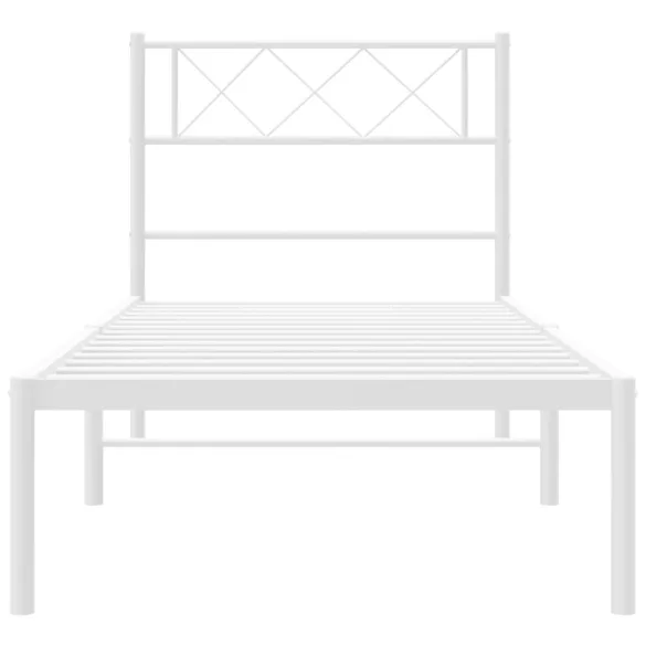 fehér fém ágykeret fejtámlával 90x200 cm