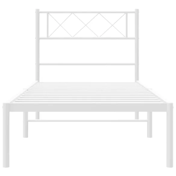 fehér fém ágykeret fejtámlával 100x190 cm