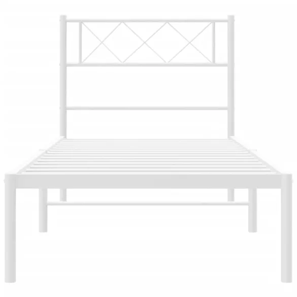 fehér fém ágykeret fejtámlával 100x200 cm