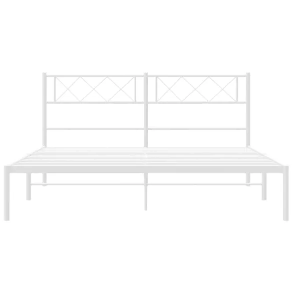 fehér fém ágykeret fejtámlával 135 x 190 cm