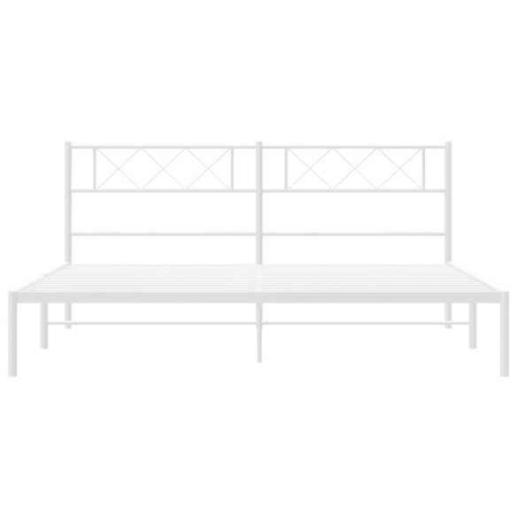 fehér fém ágykeret fejtámlával 160 x 200 cm
