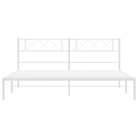 fehér fém ágykeret fejtámlával 193 x 203 cm