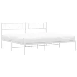 fehér fém ágykeret fejtámlával 200 x 200 cm