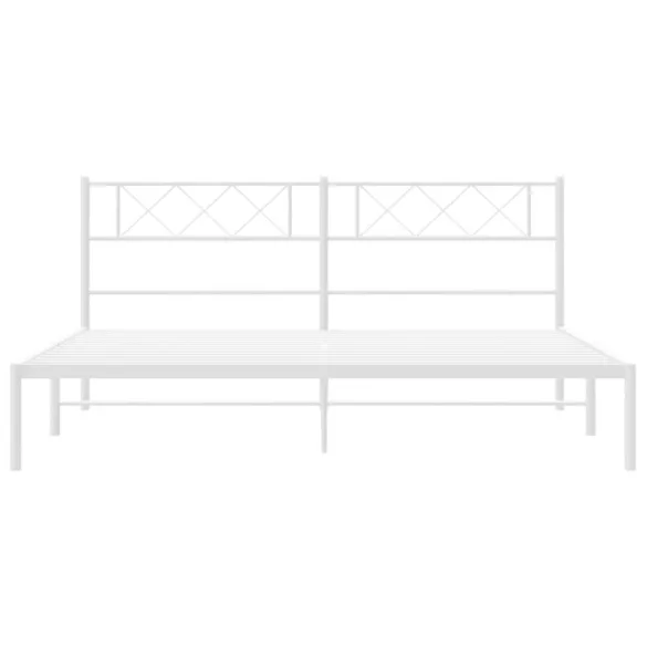 fehér fém ágykeret fejtámlával 200 x 200 cm