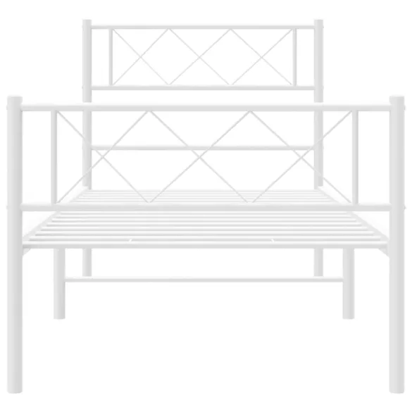 fehér fém ágykeret fej- és lábtámlával 80x200 cm