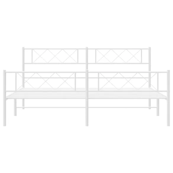 fehér fém ágykeret fej- és lábtámlával 200x200 cm
