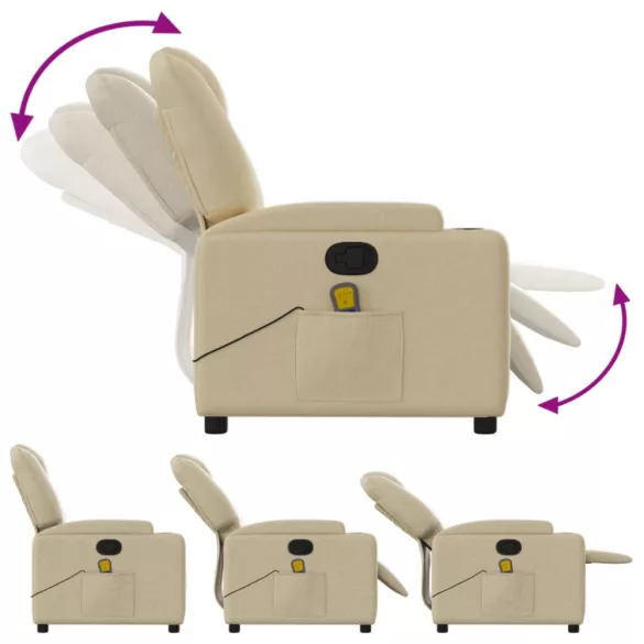 krémszínű szövet dönthető masszázsfotel