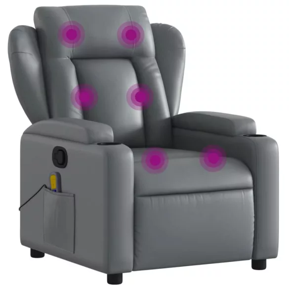 szürke műbőr dönthető masszázsfotel