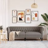 tópszínű 3 személyes szövet Chesterfield kanapé