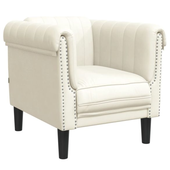 krémszínű bársony kanapéfotel