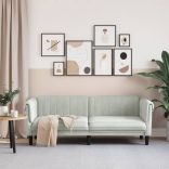 világosszürke 3 személyes bársony kanapé