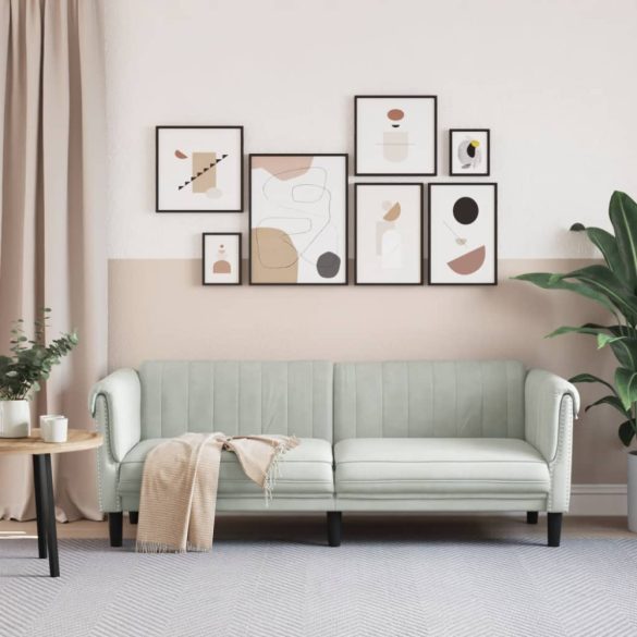 világosszürke 3 személyes bársony kanapé