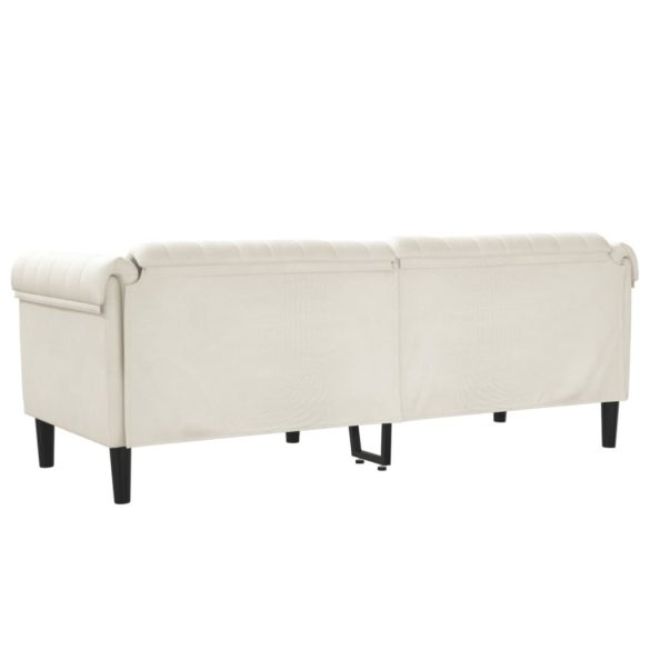 krémszínű 3 személyes bársony kanapé