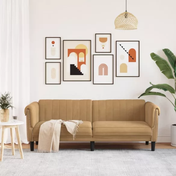 3 személyes barna művelúr kanapé