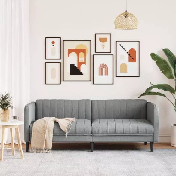 3 személyes világosszürke szövet kanapé