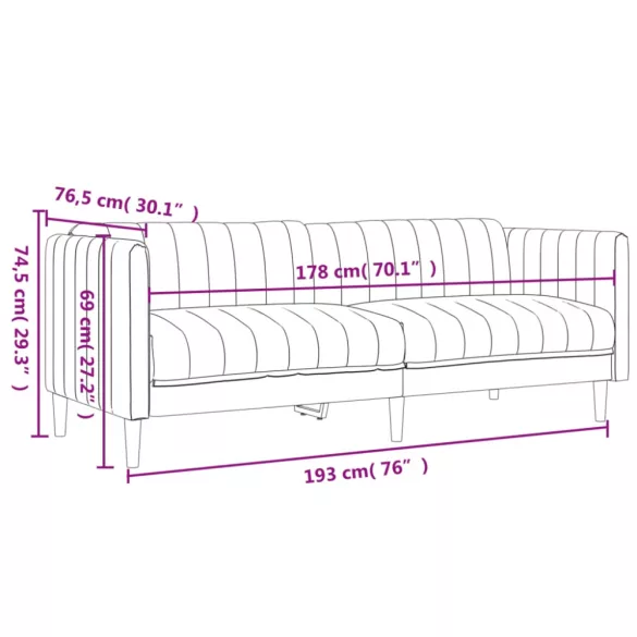 3 személyes tópszínű szövet kanapé