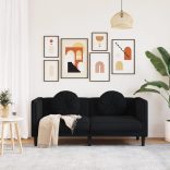 fekete bársony kétszemélyes kanapé párnákkal