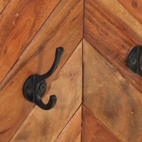 tömör akácfa és vas falra szerelhető ruhafogas 90 x 1 x 35 cm