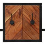 tömör akácfa és vas falra szerelhető ruhafogas 90 x 1 x 35 cm