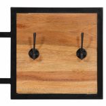 tömör akácfa és vas falra szerelhető ruhafogas 90 x 1 x 35 cm