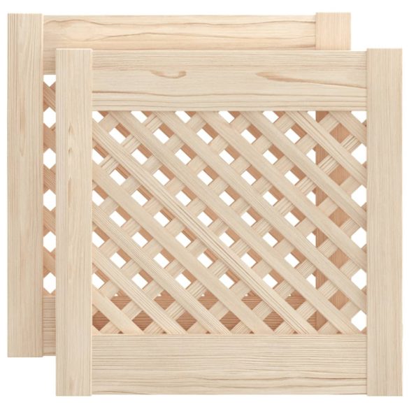 2 db tömör fenyőfa rácsos szekrényajtó 39,5 x 39,4 cm