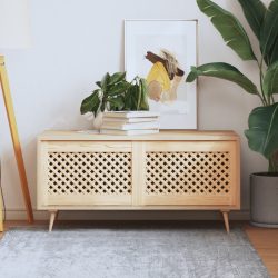 2 db tömör fenyőfa rácsos szekrényajtó 59,5x39,5 cm