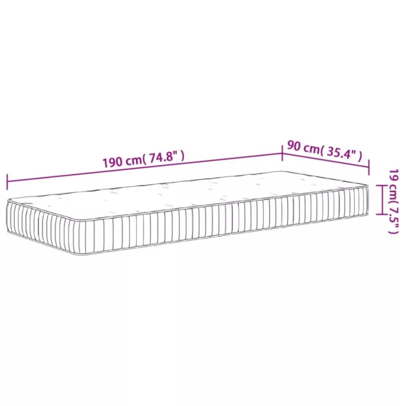közepes egyszemélyes zsebrugós matrac 90 x 190 cm