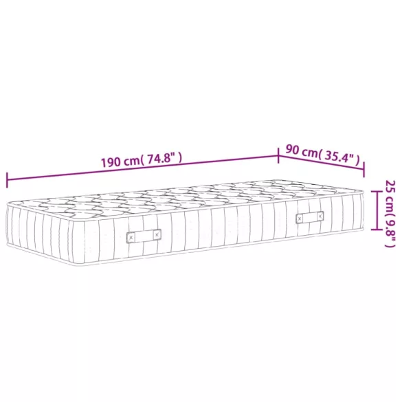 közepes keménységű egyszemélyes zsebrugós matrac 90 x 190 cm