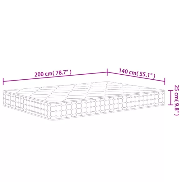 közepes keménységű zsebrugós matrac 140 x 200 cm