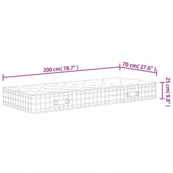 közepes keménységű zsebrugós matrac 70 x 200 cm