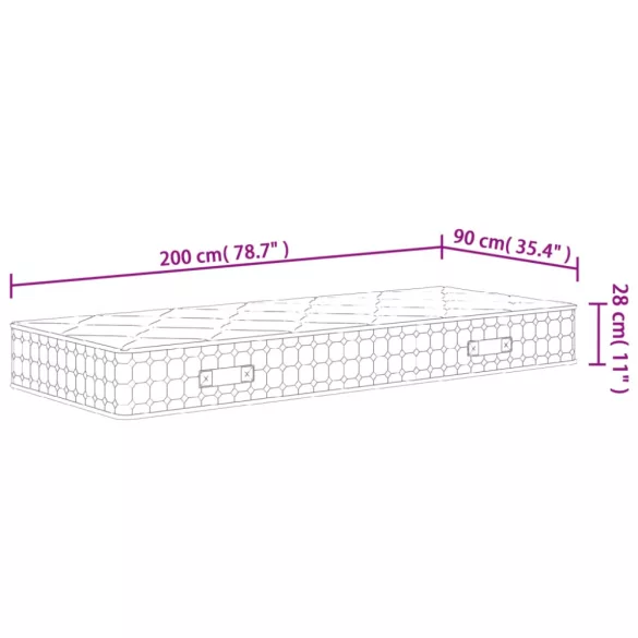 közepes zsebrugós matrac 90 x 200 cm