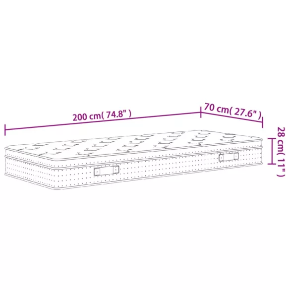 közepes zsebrugós matrac 70 x 200 cm