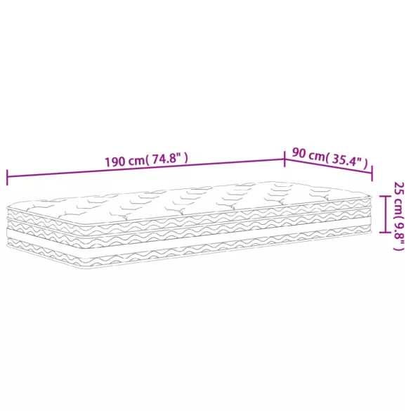 közepes egyszemélyes zsebrugós matrac 90 x 190 cm