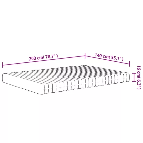 közepesen puha habmatrac 140x200 cm