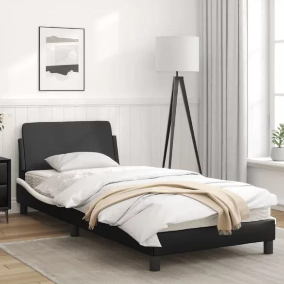 fekete és fehér műbőr ágykeret Dover 80 x 200 cm