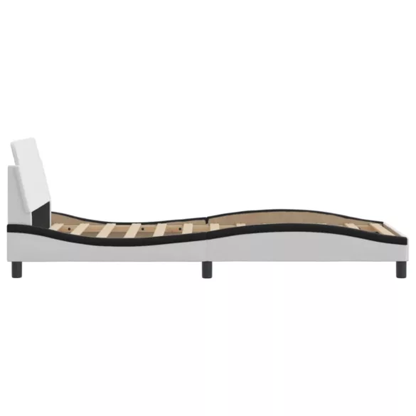 fehér és fekete műbőr ágykeret Dover 80 x 200 cm