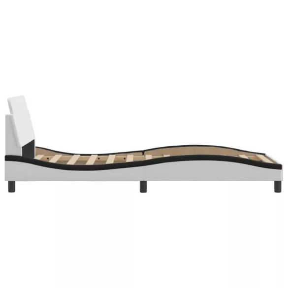 fehér és fekete műbőr ágykeret Dover 90x190 cm