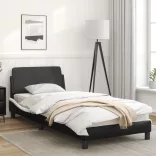 fekete és fehér műbőr ágykeret Dover 90 x 200 cm