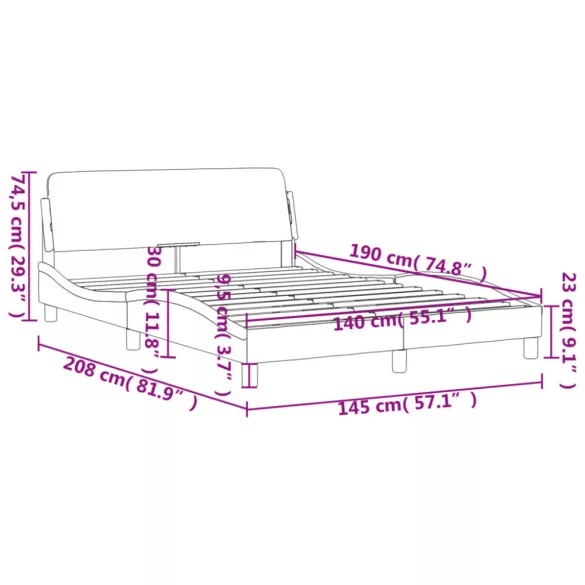 világosszürke szövet ágykeret Dover 140 x 190 cm