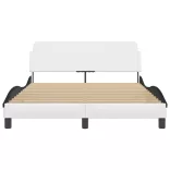 fehér és fekete műbőr ágykeret Dover 140 x 190 cm