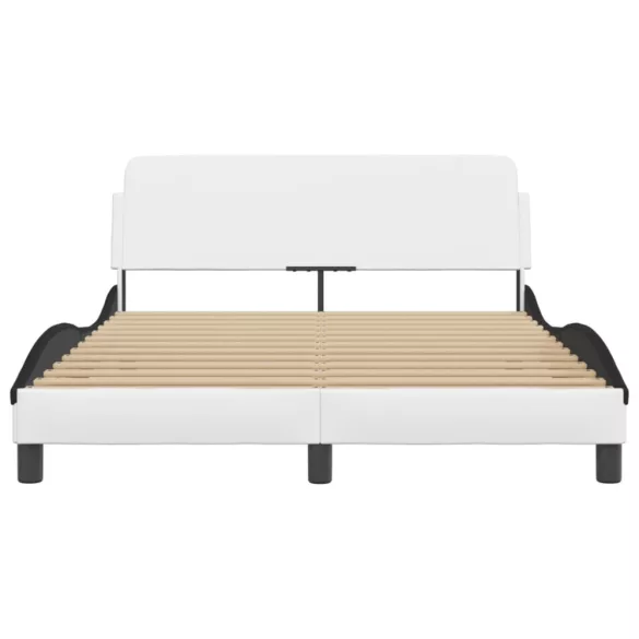 fehér és fekete műbőr ágykeret Dover 140 x 190 cm