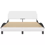 fehér és fekete műbőr ágykeret Dover 140 x 200 cm