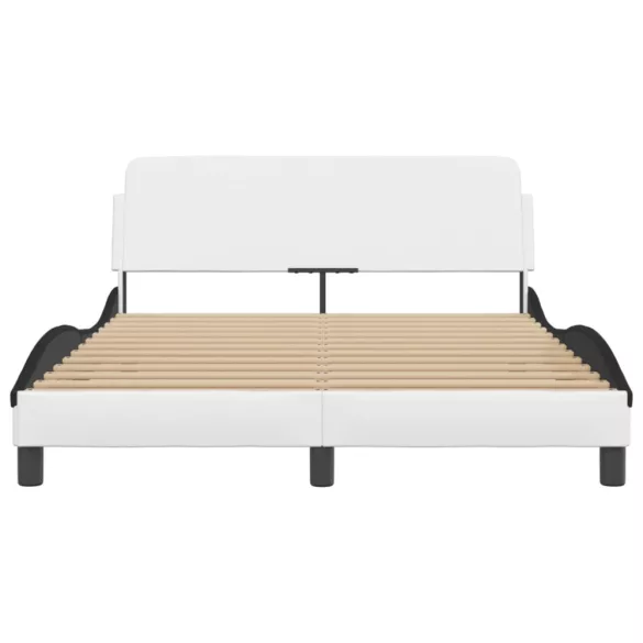 fehér és fekete műbőr ágykeret Dover 140 x 200 cm