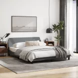 világosszürke szövet ágykeret Dover 160 x 200 cm