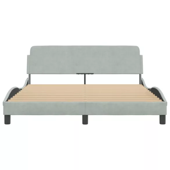 világosszürke bársony ágykeret Dover 160 x 200 cm