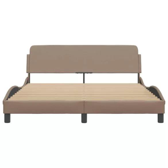 cappuccino színű műbőr ágykeret Dover 160x200 cm