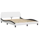 fehér és fekete műbőr ágykeret Dover 160 x 200 cm