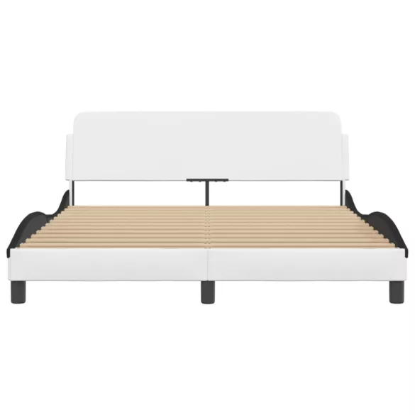 fehér és fekete műbőr ágykeret Dover 160 x 200 cm