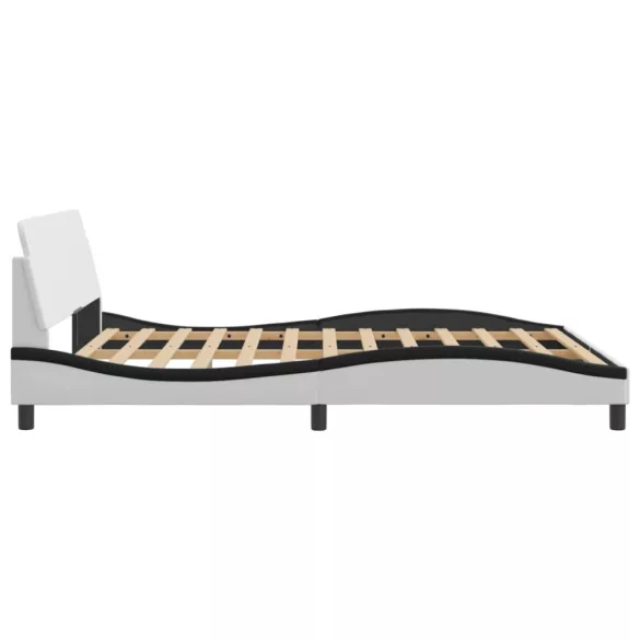 fehér és fekete műbőr ágykeret Dover 160 x 200 cm