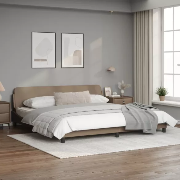 cappuccino színű műbőr ágykeret Dover 200x200 cm